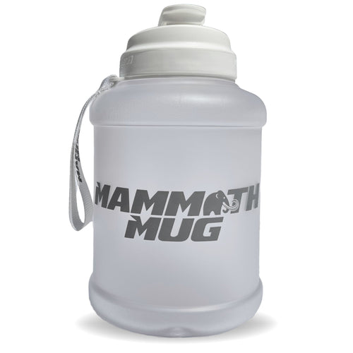 Mammoth Mug 2.5L water bottle in Frosted White - front view - Canadian hydration brand