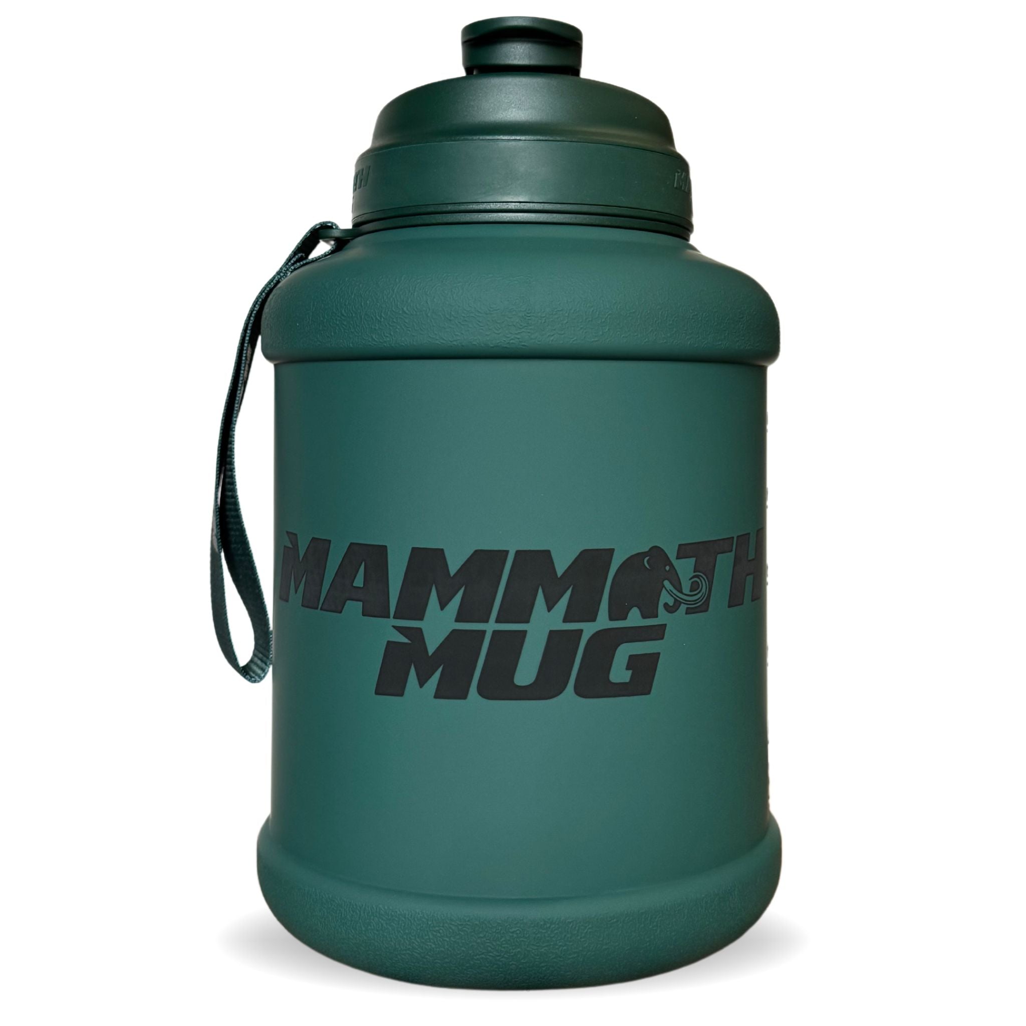 Mammoth Mug 2.5L water bottle in Matte Evergreen - front view - Canadian hydration brand