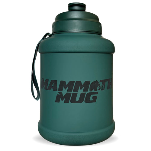 Mammoth Mug 2.5L water bottle in Matte Evergreen - front view - Canadian hydration brand