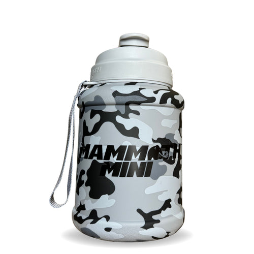 Mammoth Mini 1.5L water bottle in Matte Grey Camo - front view - Canadian hydration brand