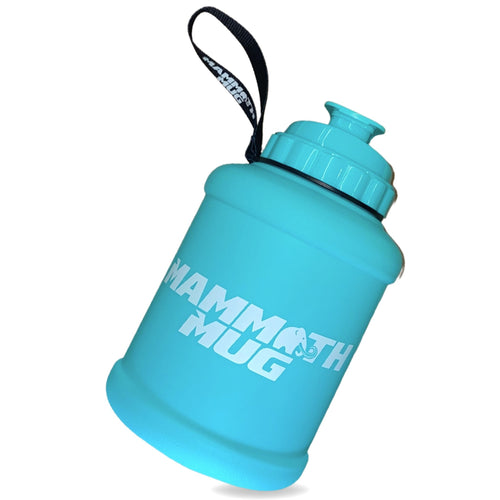 Mammoth Mug 2.5L water bottle in Matte Tiffany Blue - hanging view