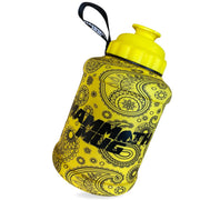 Mammoth Mug 2.5L water bottle in Matte Yellow Paisley - hanging view