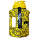 Mammoth Mug 2.5L water bottle in Matte Yellow Paisley - side view