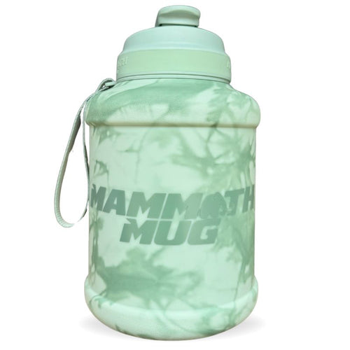 Mammoth Mug 2.5L water bottle in Tie-Dye Aloe - front view - Canadian hydration brand