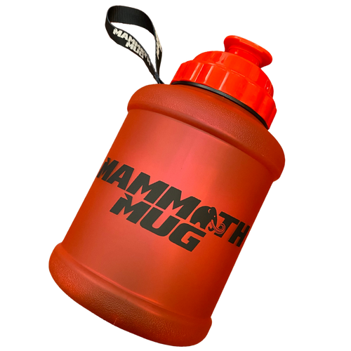 Mammoth Mug 2.5L water bottle in Frosted Red - hanging view
