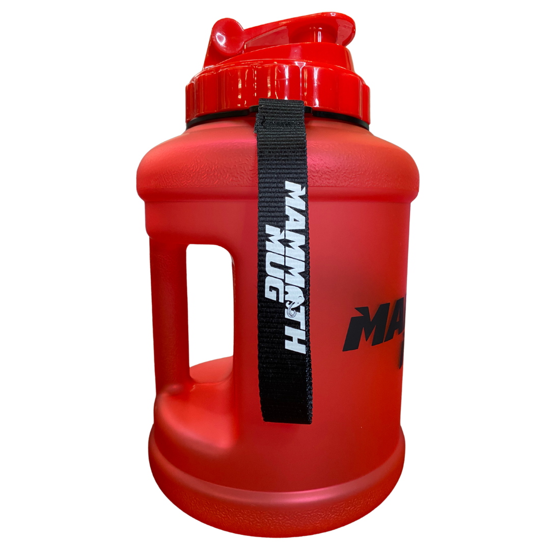 Mammoth Mug 2.5L water bottle in Frosted Red - side view