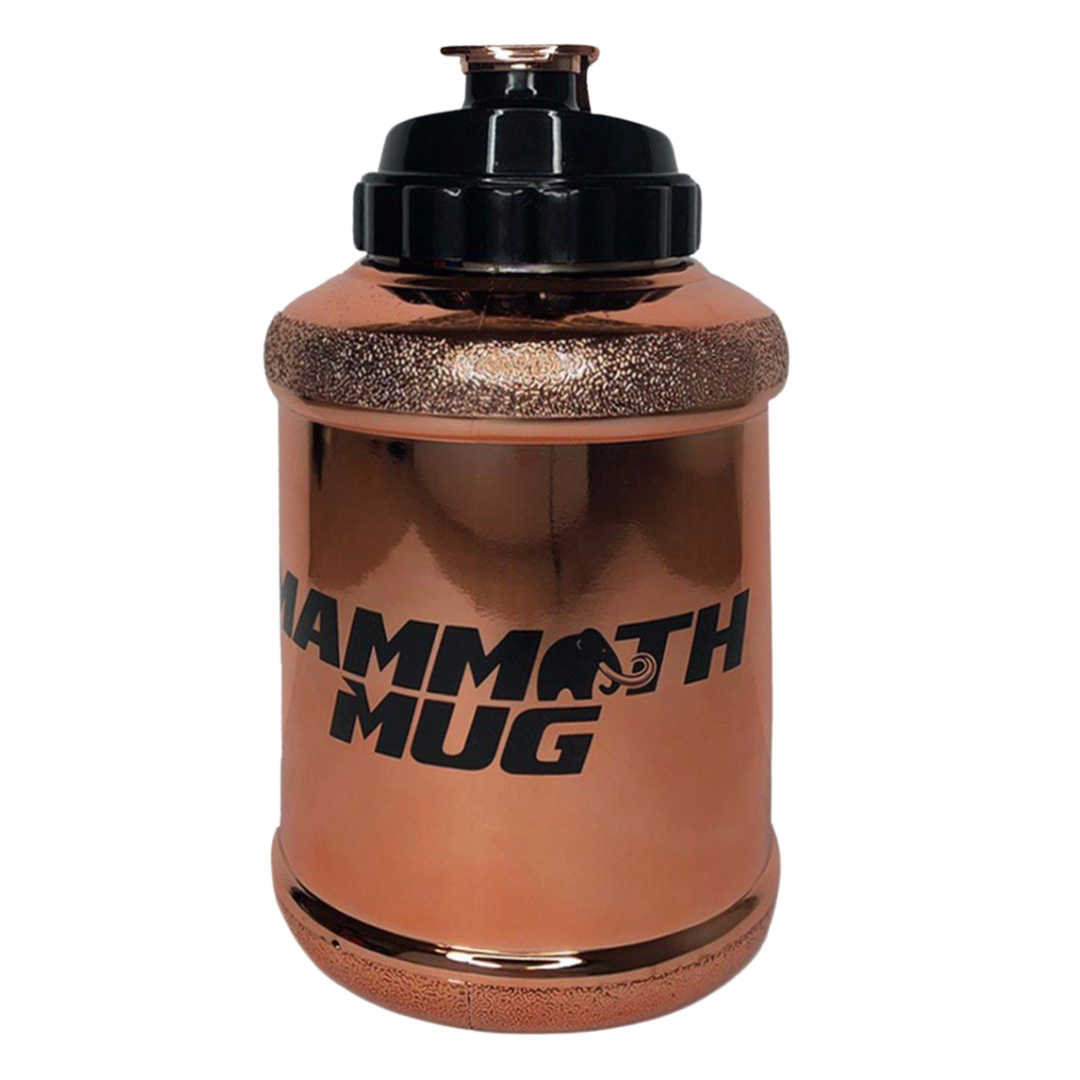 Mammoth Mug 2.5L water bottle in Metallic Rose Gold - front view - Canadian hydration brand