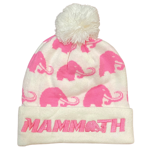 Mammoth Mug beanie in Pink & White - front view - Canadian hydration brand